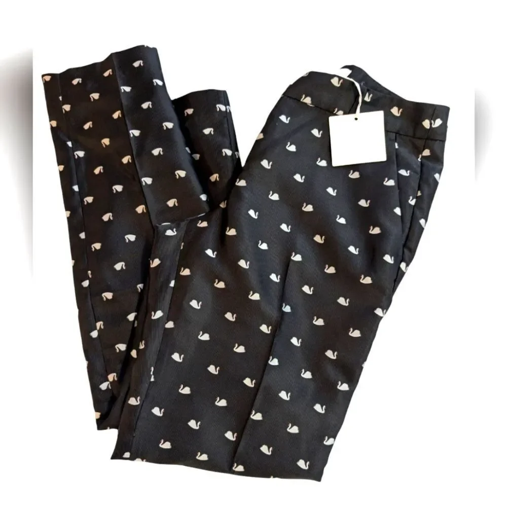 RSVP By Talbot's‎ Black White Swan Print Dress Pants Women's Size 2 NWT
